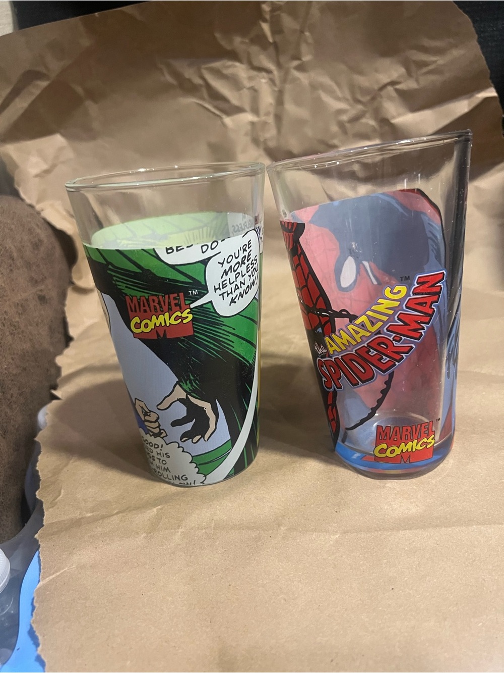 2010 Marvel Spider-Man Comic Art Drinking Glasses Set of 2